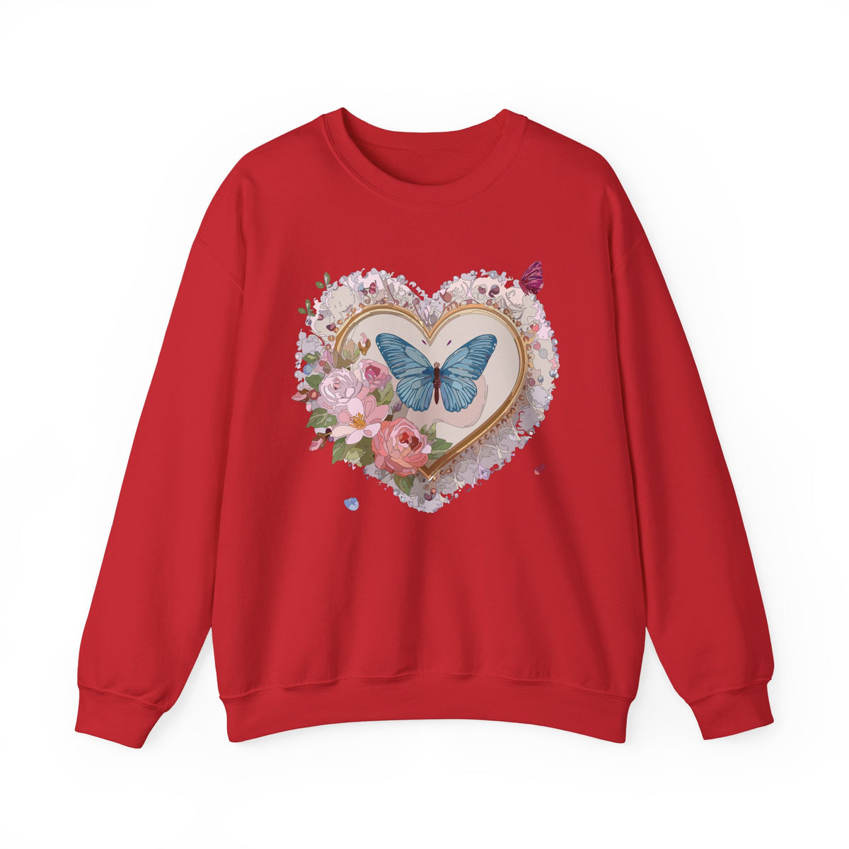 Floral Heart Love Graphic Valentine's Day Sweatshirt Unisex 50/50 Cotton-Poly Sweatshirt w36