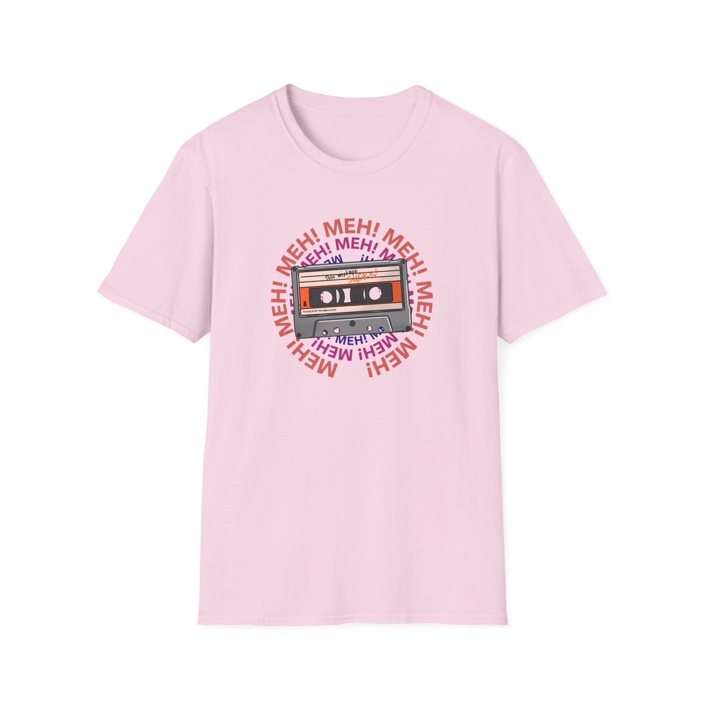 Cassette Tape Meh Graphic T-Shirt Unisex Cotton Retro Funny Music Tee