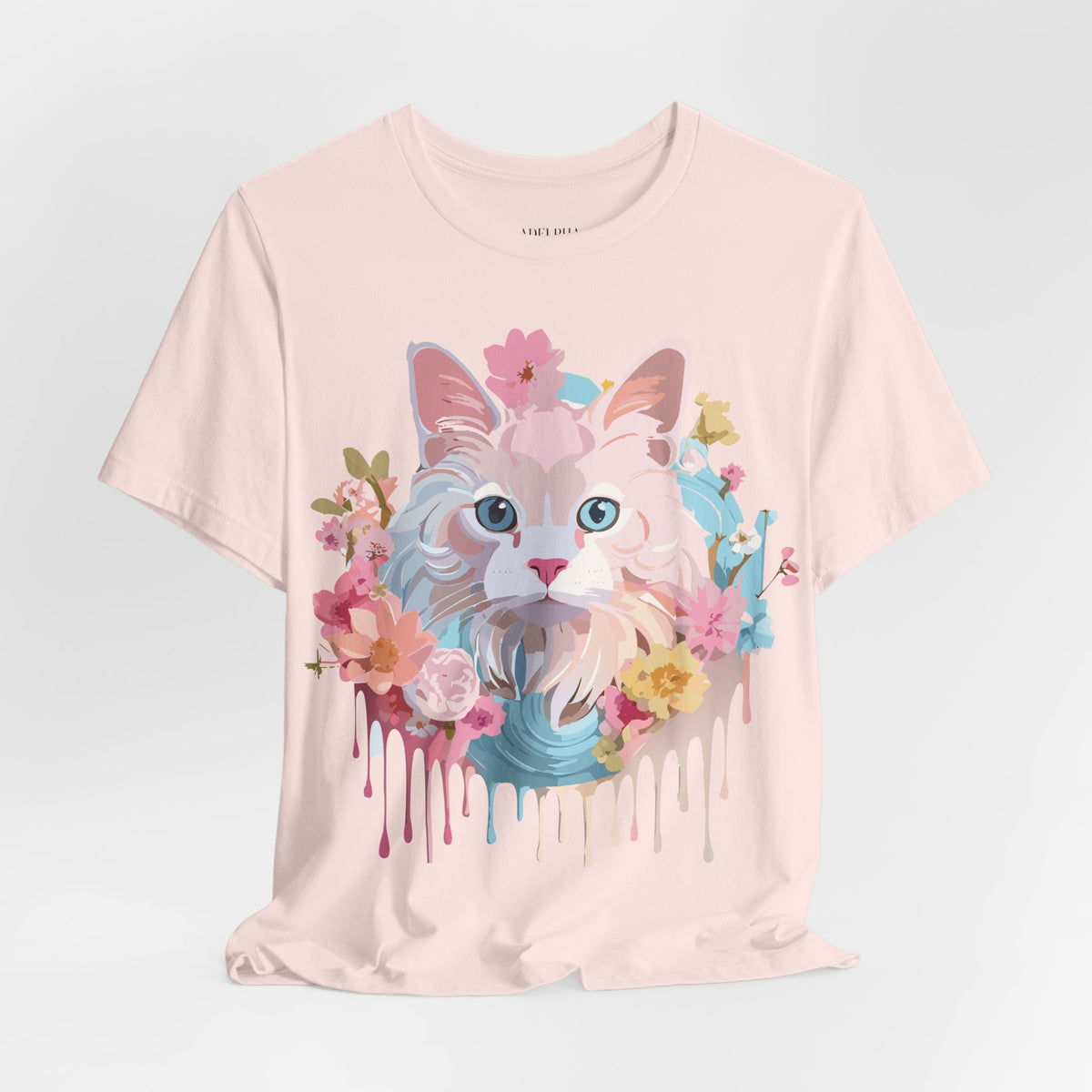 Cat Graphic Unisex Cotton Bella+Canvas Tee with Art Animal Design e206