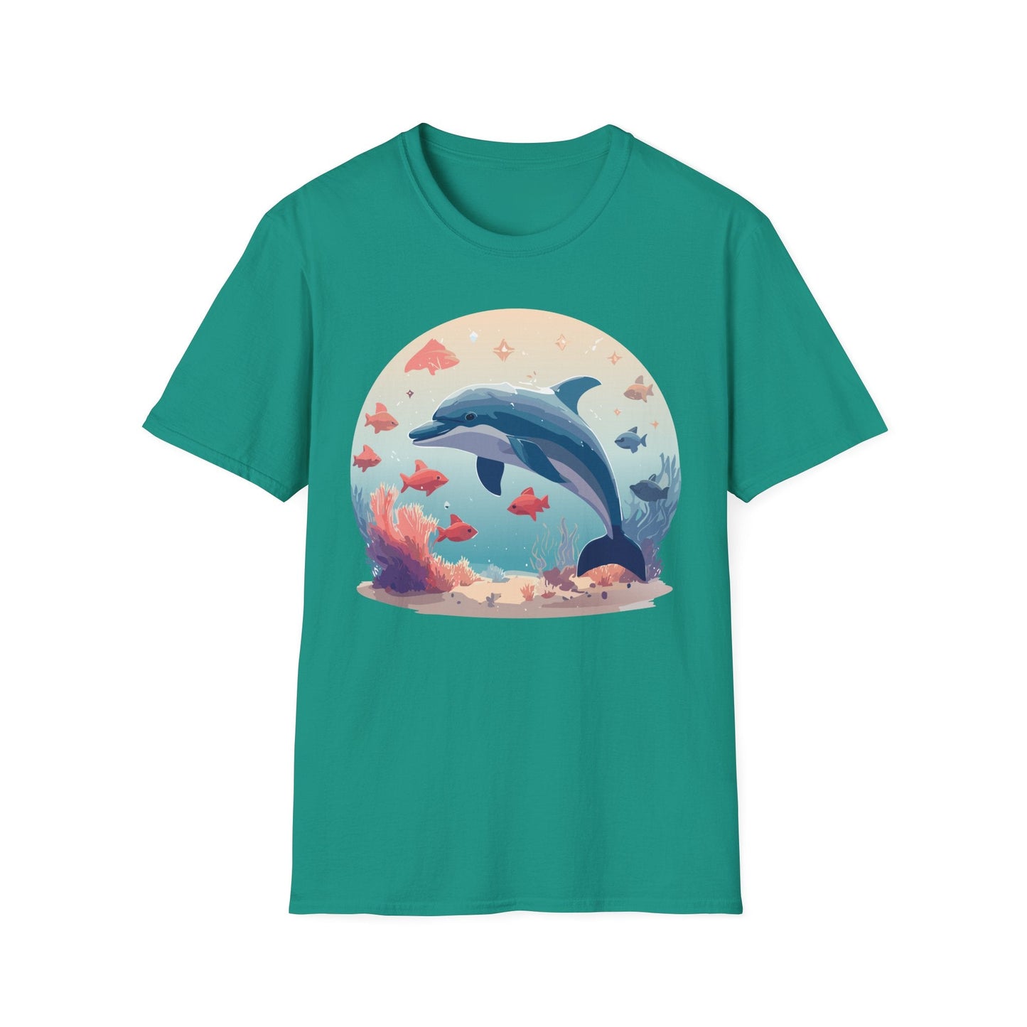 Dolphin Shirt Unisex Softstyle Tee 64000 Gildan 100 Percent Ring Spun Cotton For Everyday Comfort