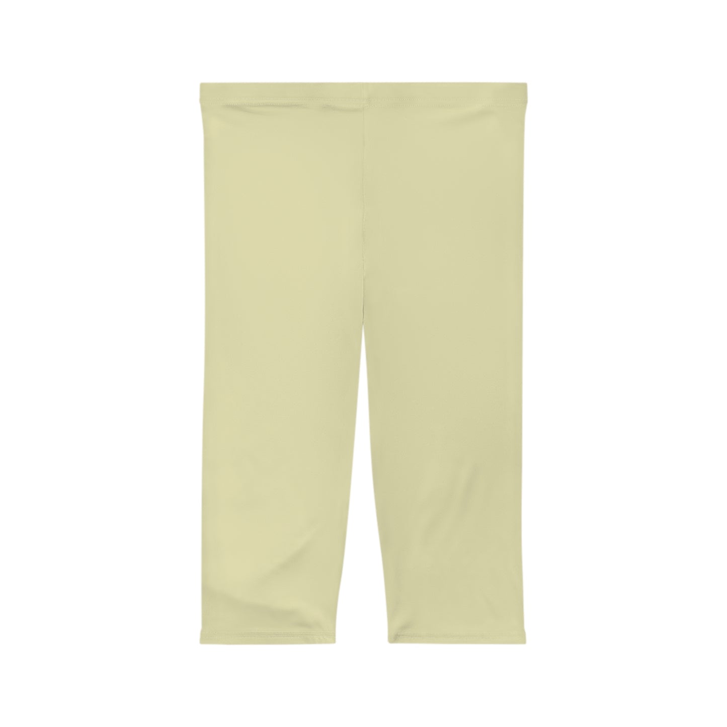 Pale Yellow Color Women's Brushed Suede Poly Span Casual Capri Leggings XS-2XL