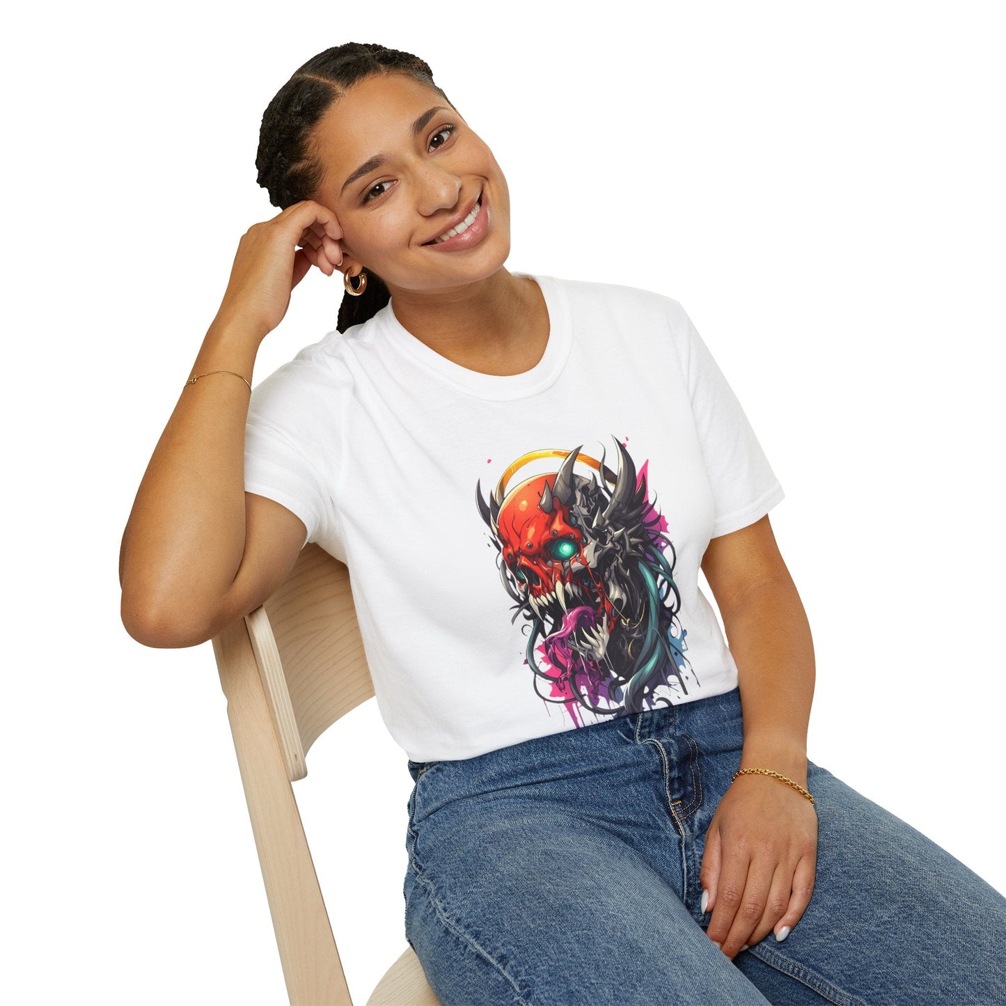 Skull Tee Shirt Unisex Skeleton Art Design Gildan Softstyle 64000 100 Percent Ring Spun Cotton