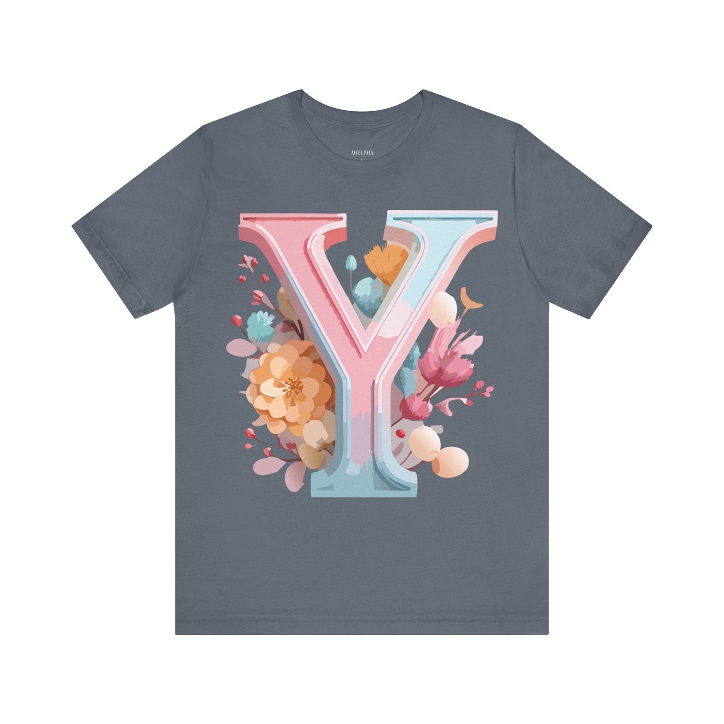 Letter Y Graphic Tee Unisex Short Sleeve Vintage Inspired Artwork Adelpha Premium