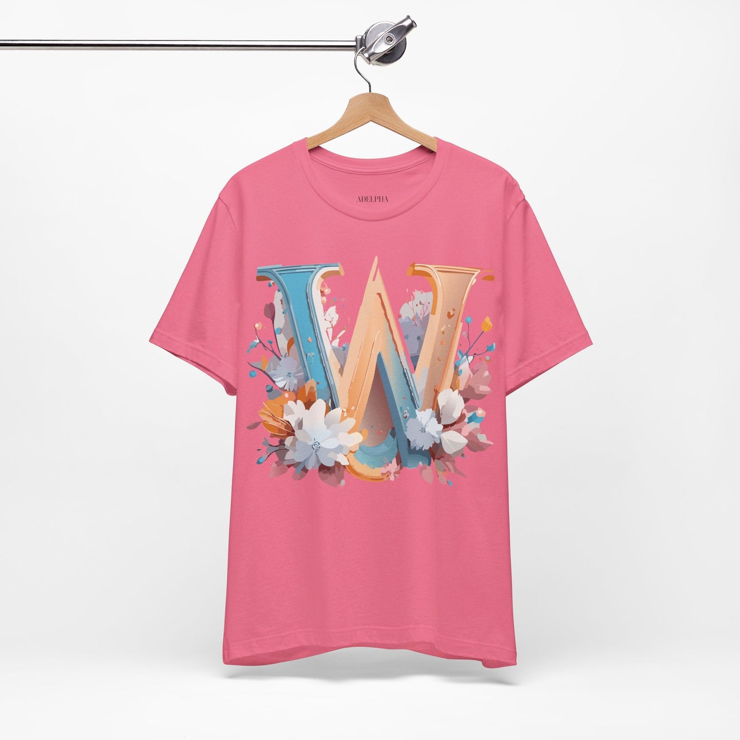 Letter W Shirt Graphic Tee Unisex Adelpha Vintage Inspired Art Design Short Sleeve