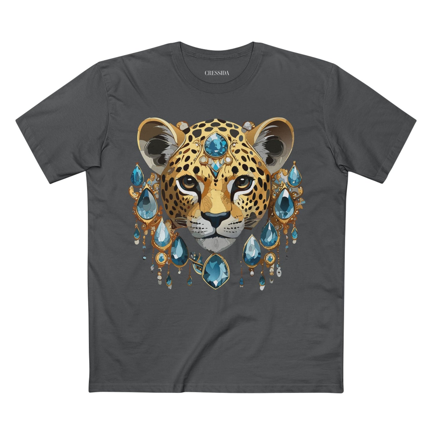 Cheetah Graphic Unisex 100 Cotton Tee With Unique Animal Golden Medallion Art Design 48
