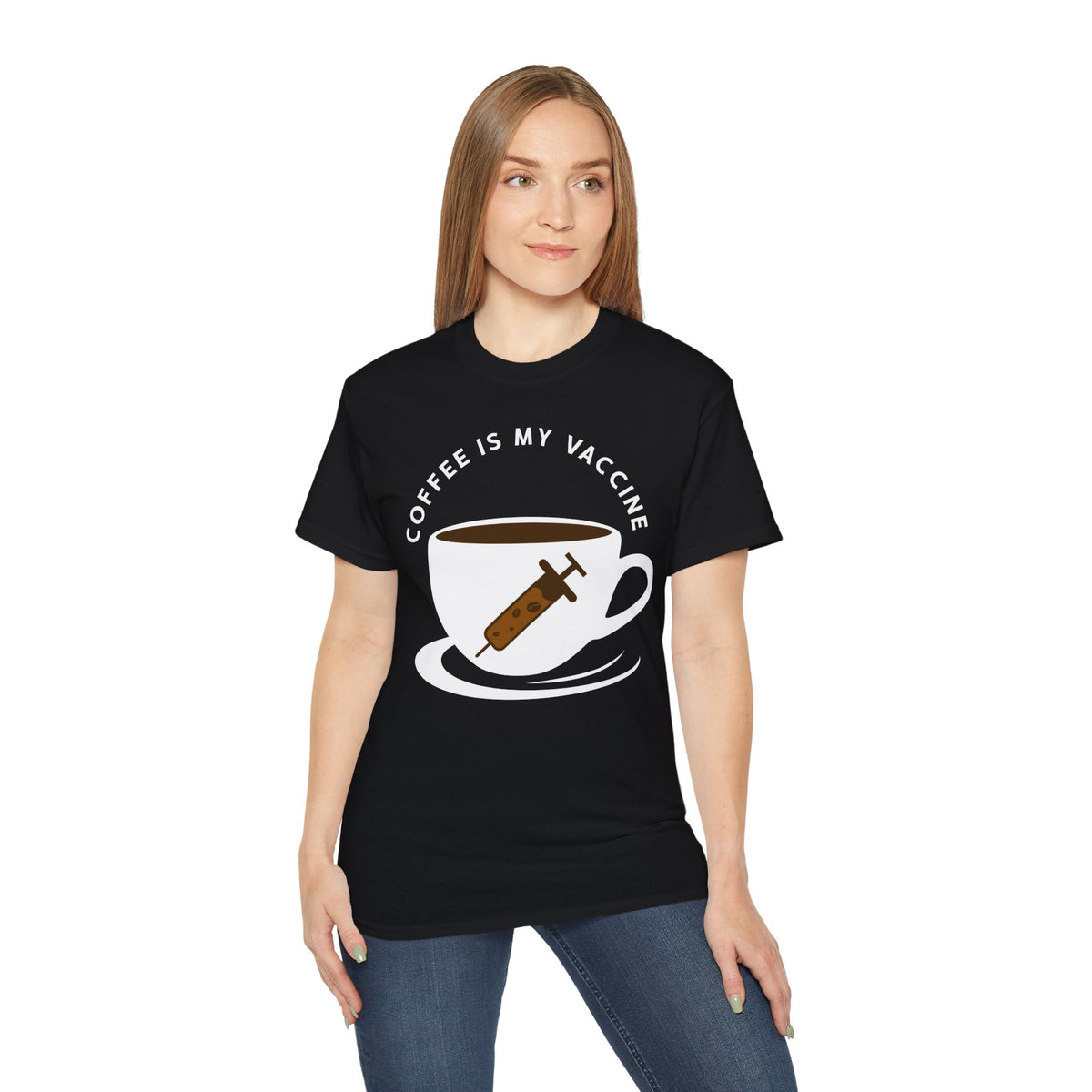 Coffee Is My Vaccine Tee | Coffee Cup with Syringe Graphic