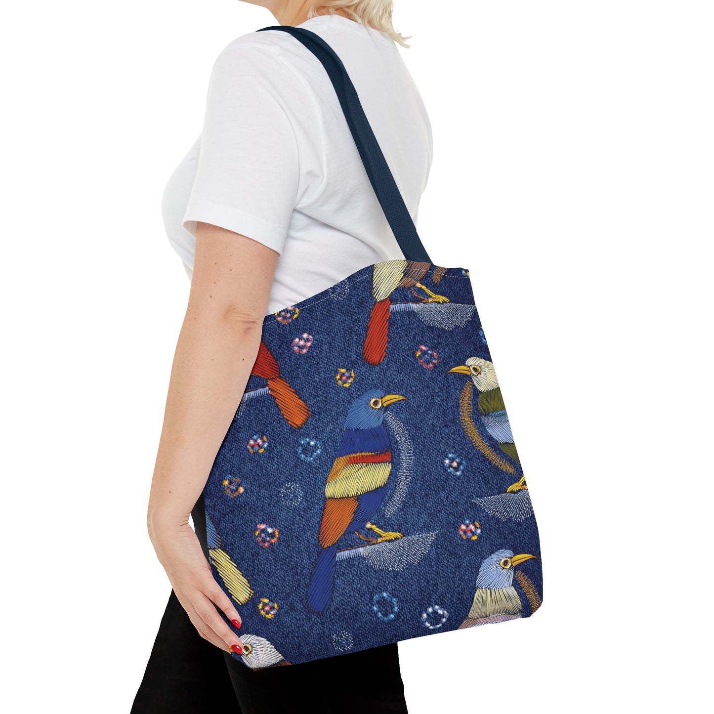 Denim Fabric Imitation Print Unisex Canvas Bag Poly Spun 3 Sizes Tote Bag 194-10