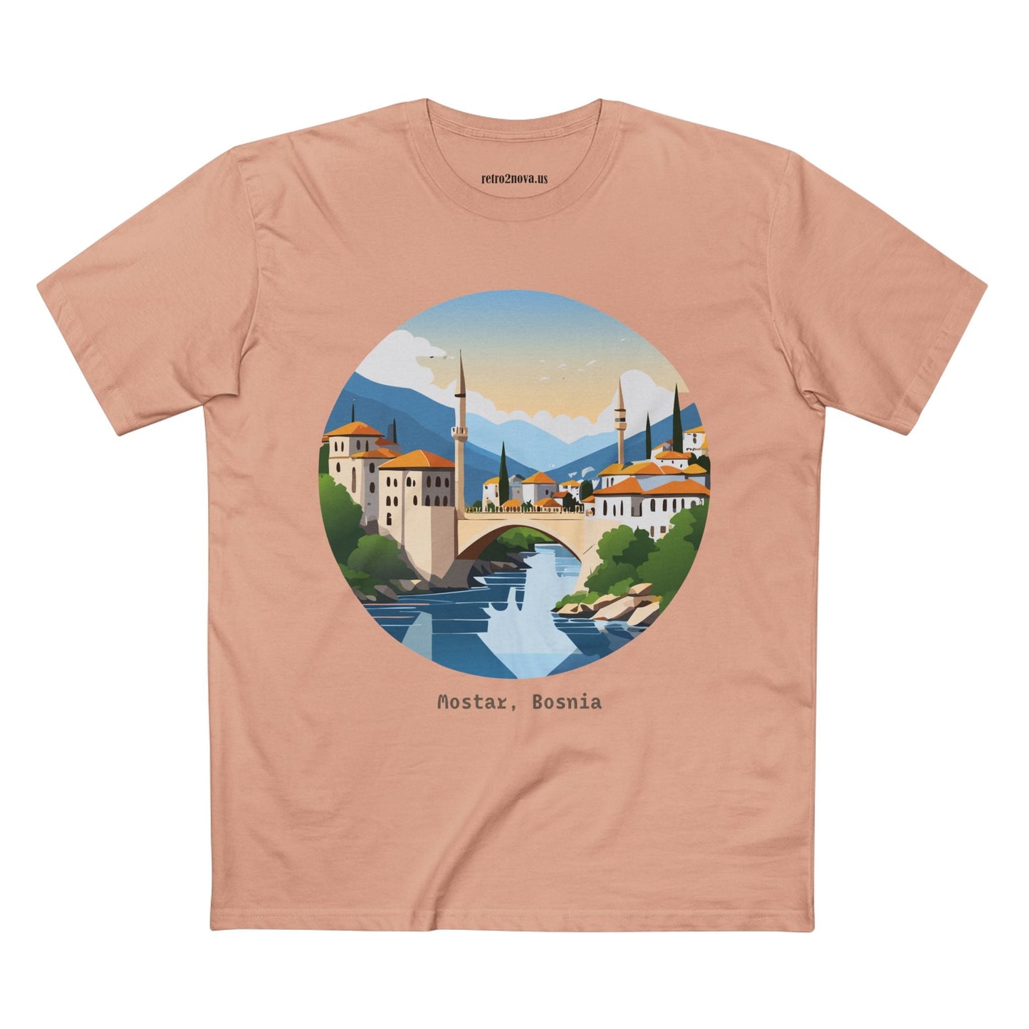 Unisex Travel Shirt Bosnia Edition Tee With Original Art Design By Retro2Nova Premium Cotton