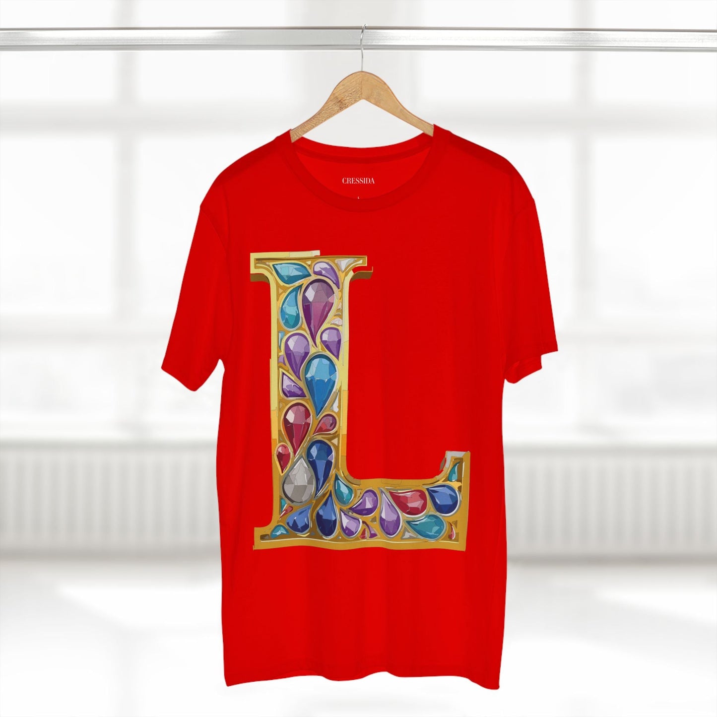 Letter L Graphic Design Tee Unisex 100 Cotton With Antique Gold Letters Artwork T-Shirt