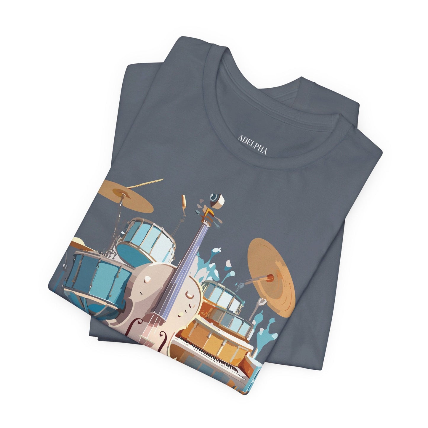 Music Graphic Unisex 100 Cotton Vintage Art with Musical Elements Tee 84