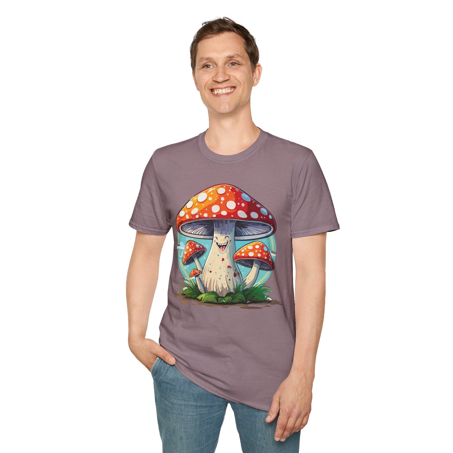 Funny Mashroom Graphic Unisex Softstyle Cotton With Cartoon Illustration Design 17