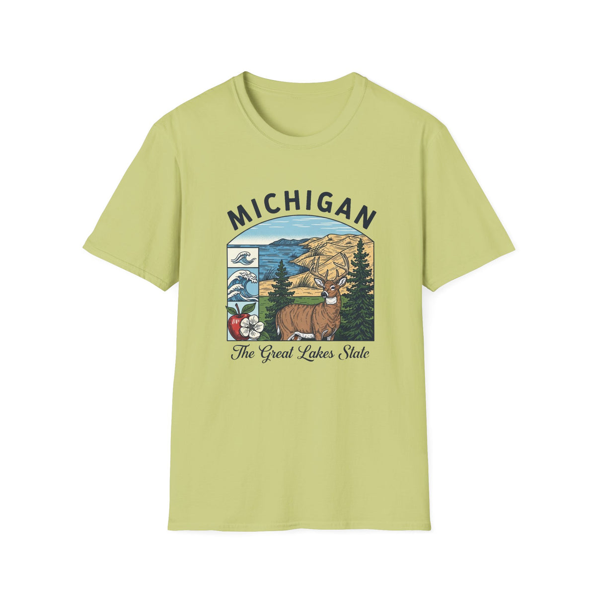 Michigan Scenic T-Shirt — Great Lakes State Vintage Travel Tourist Graphic Design Unisex 100 Cotton Gildan T-Shirt