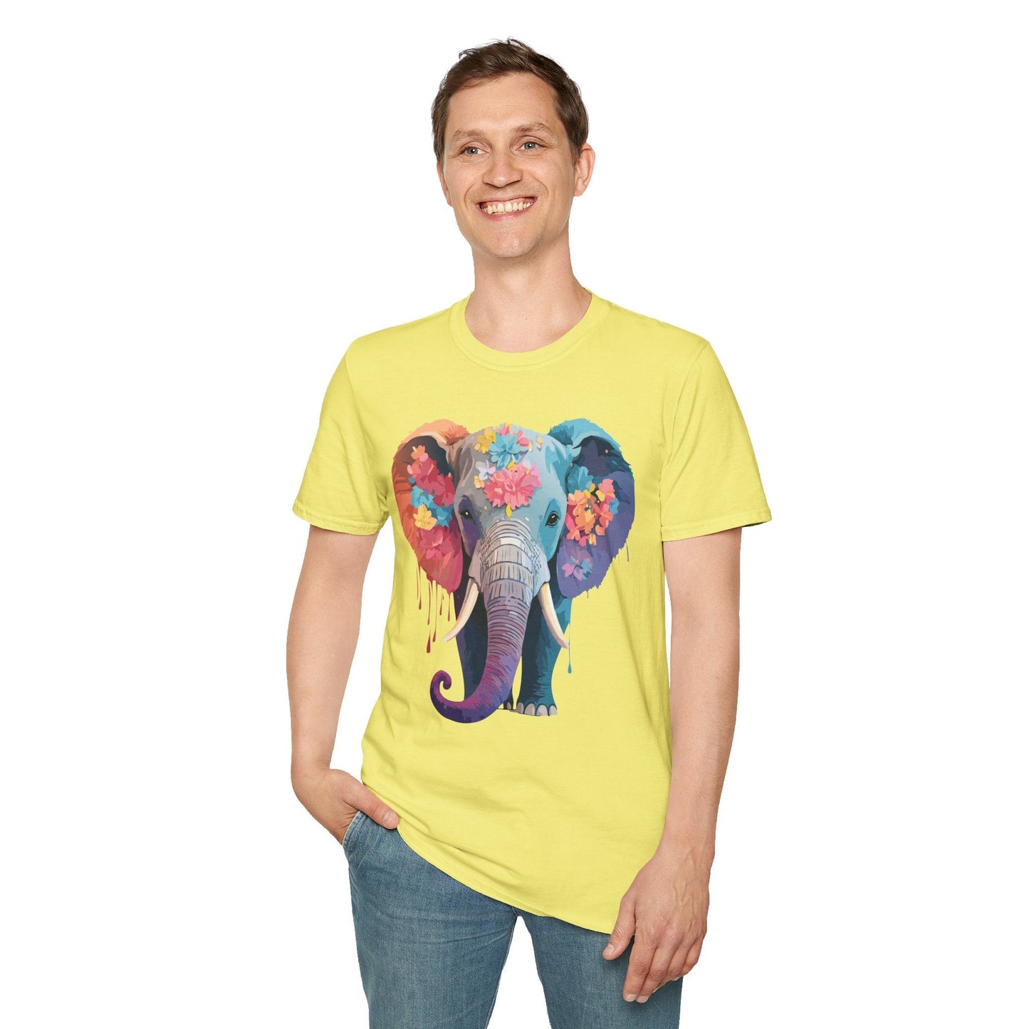 Unisex Elephant T Shirt Gildan SoftStyle 64000 100 Percent Ring Spun Cotton Tee Shirt