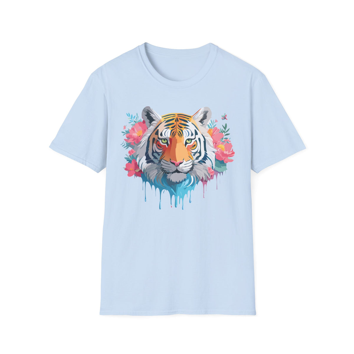 Floral Watercolor Tiger T-Shirt | Tiger Face Shirt, Floral Wildlife Tee