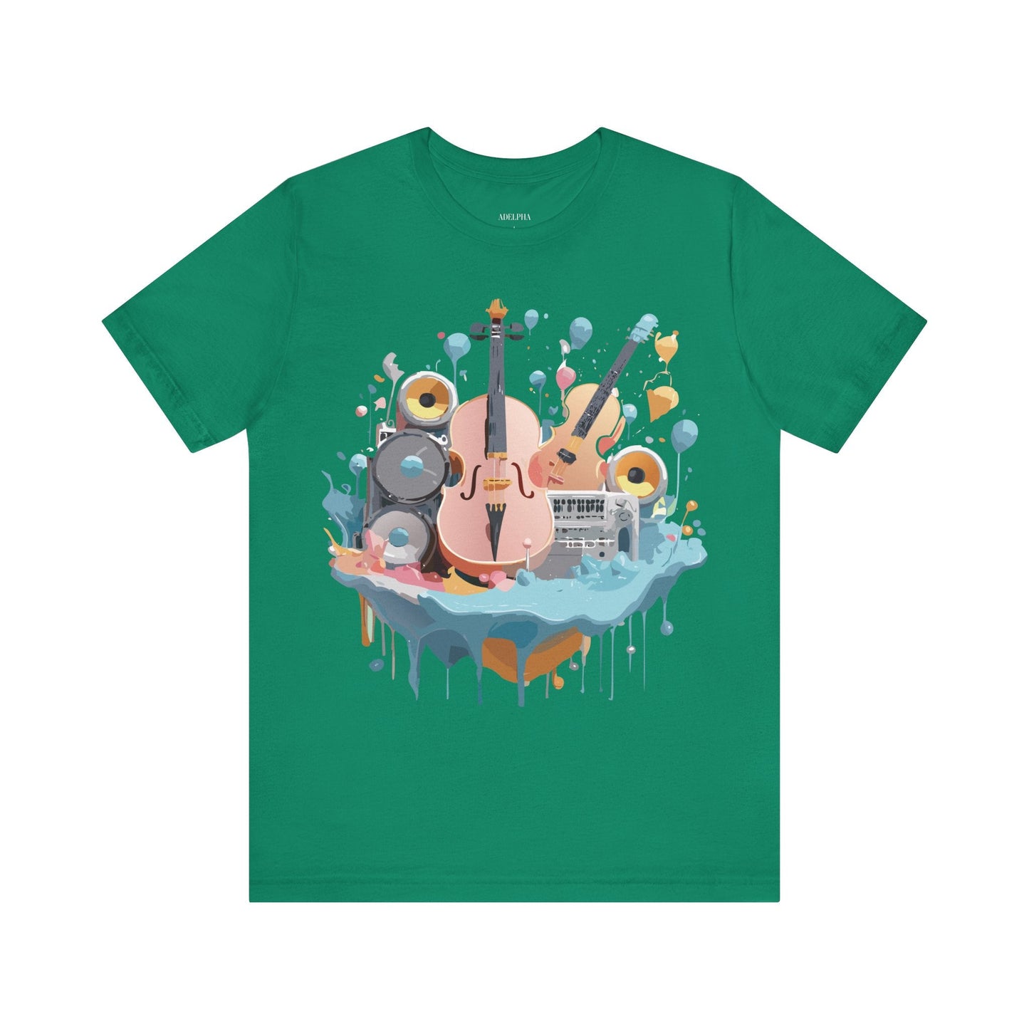 Music Graphic Unisex 100 Cotton Vintage Art with Musical Elements Tee 90