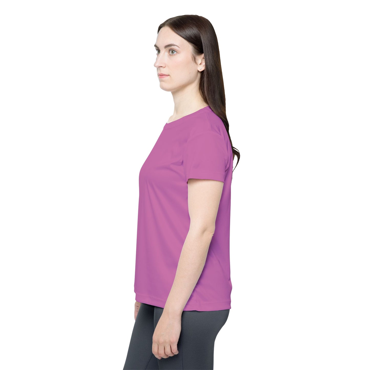 Petal Pink Women's Sports Jersey Short Sleeves 100% Poly Solid Pink Color Print Athletic Tee
