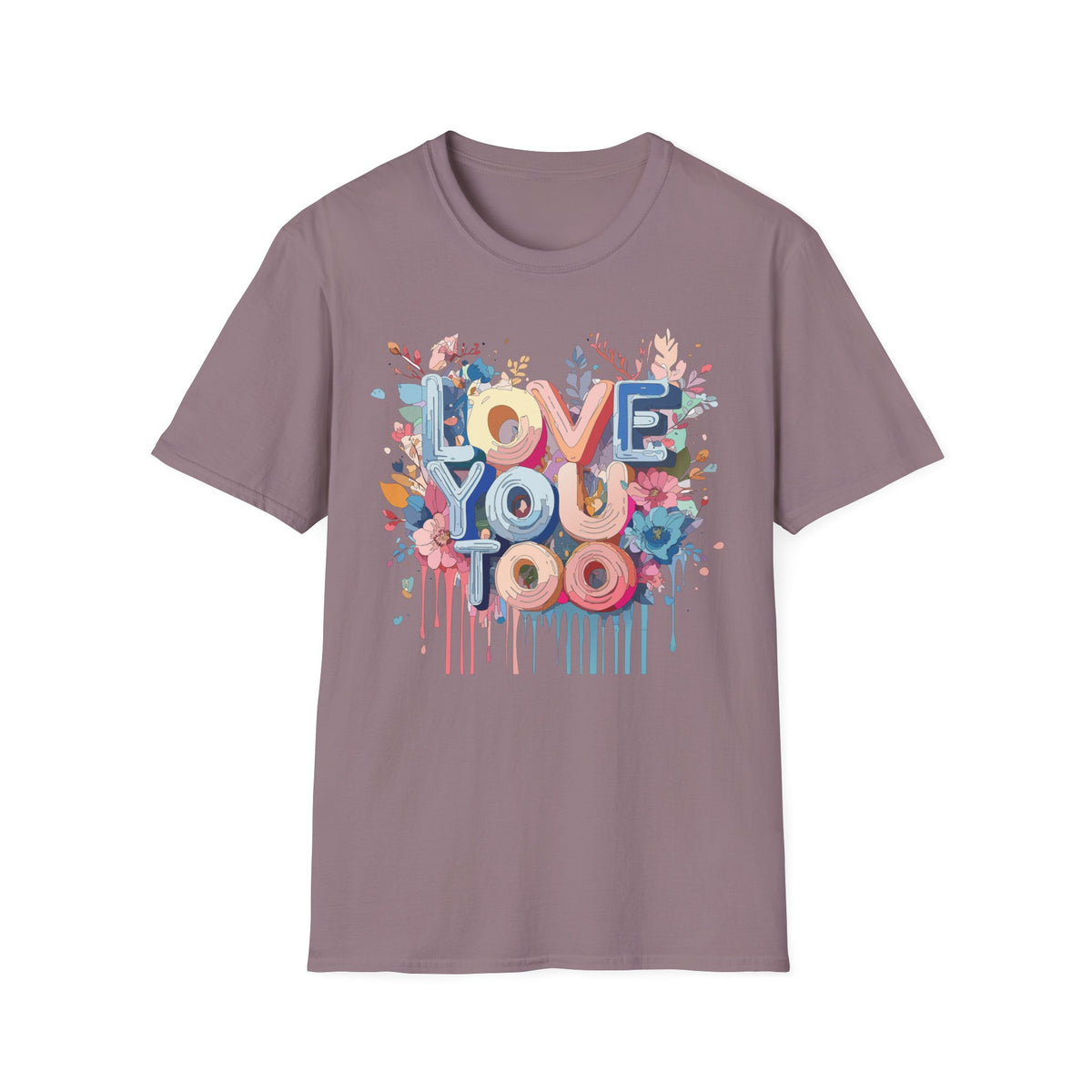 LOVE YOU TOO T-Shirt | Floral Retro Lettering