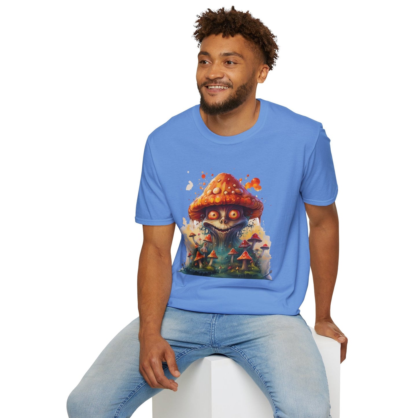 Funny Mashroom Graphic Unisex Softstyle Cotton With Cartoon Illustration Design 8