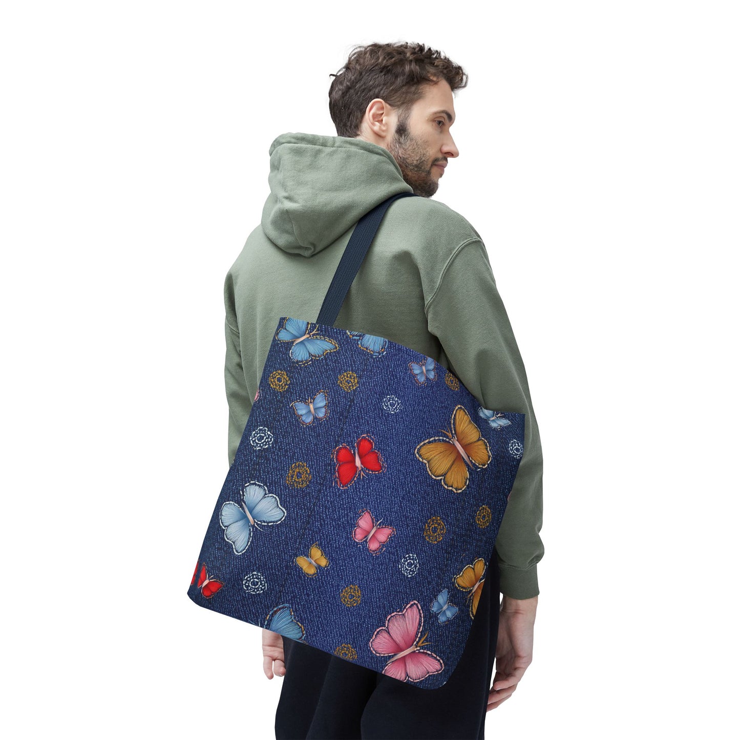 Denim Fabric Imitation Print Unisex Canvas Bag Poly Spun 3 Sizes Tote Bag 169