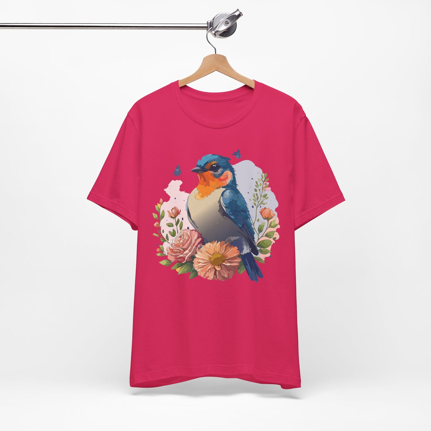 Floral Bird Tee, Animal Shirt, Bird Shirt, Floral Tee, Flower T-shirt, T-Shirt with Animal