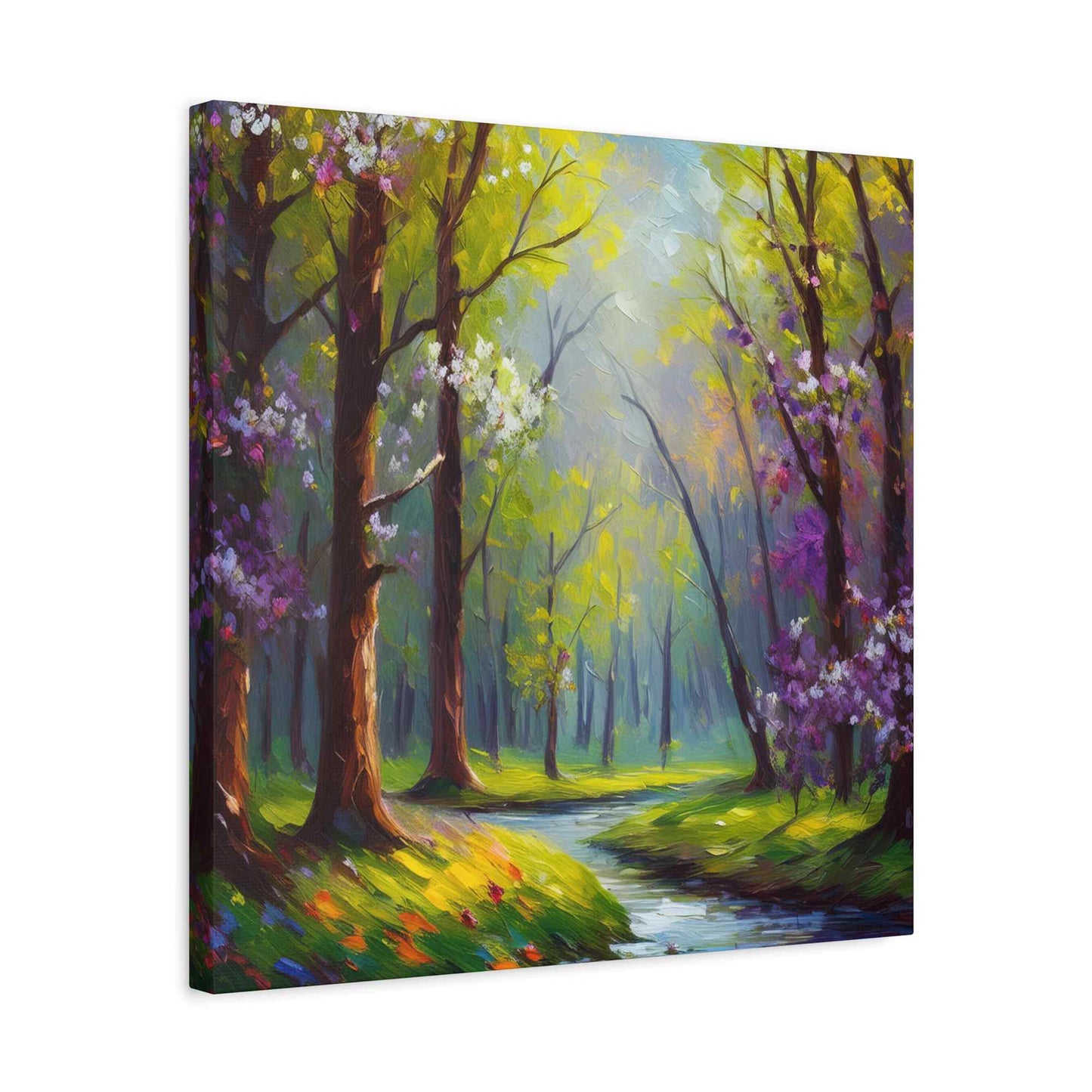 Spring Forest Print Canvas, Oil Paint Print 20x20, 24x24, 30x30, 32x32, 36x36 Art Design Print Pine-Wood Inner Frame MC-97