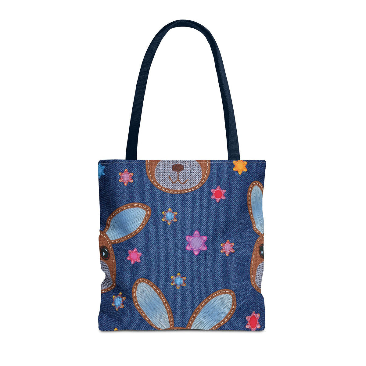 Denim Fabric Imitation Print Unisex Canvas Bag Poly Spun 3 Sizes Tote Bag 192-5