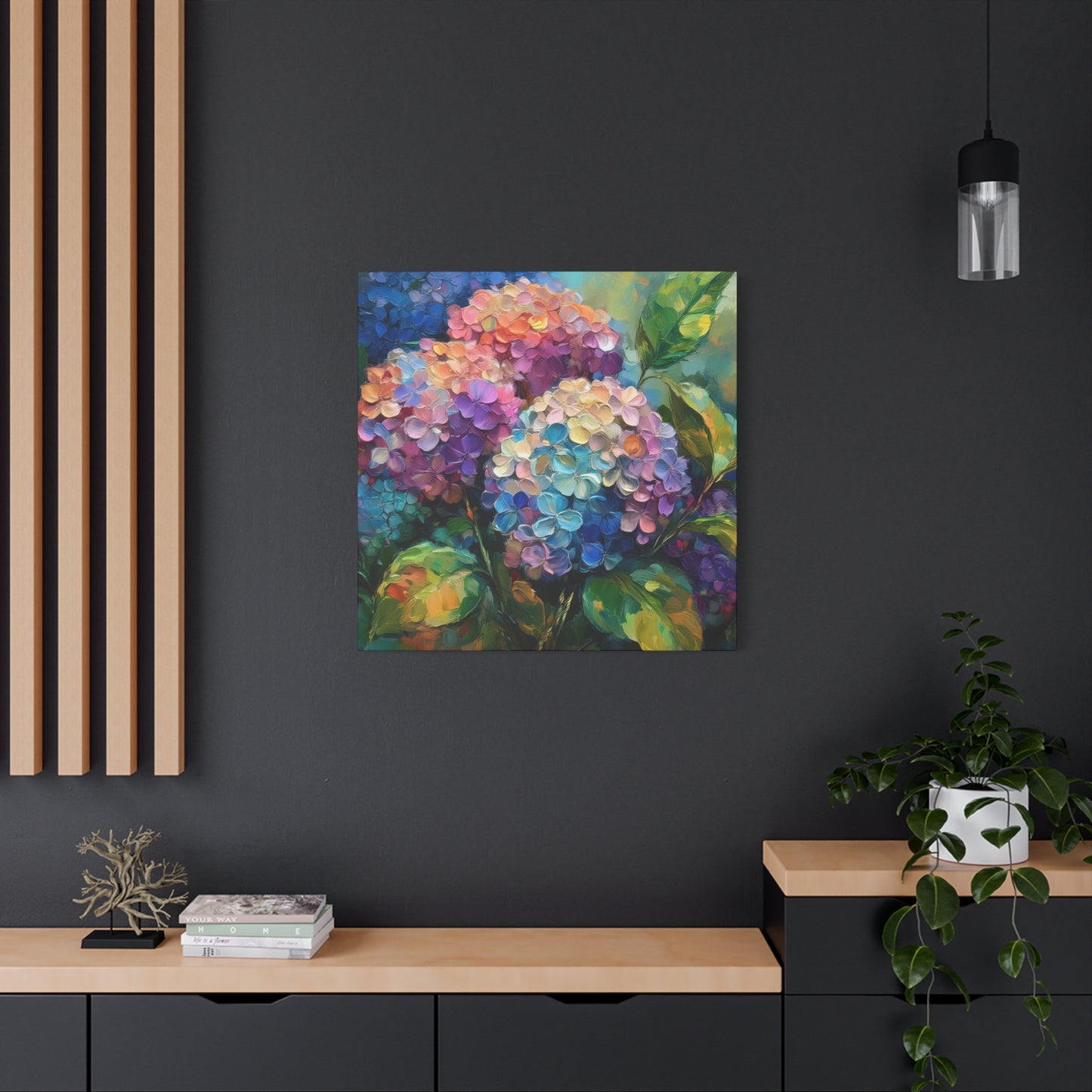 Hydrangeas Print Canvas, Flowers Oil Paint Print 20x20, 24x24, 30x30, 32x32, 36x36, Floral Art Design Print Non-Frame MC-28