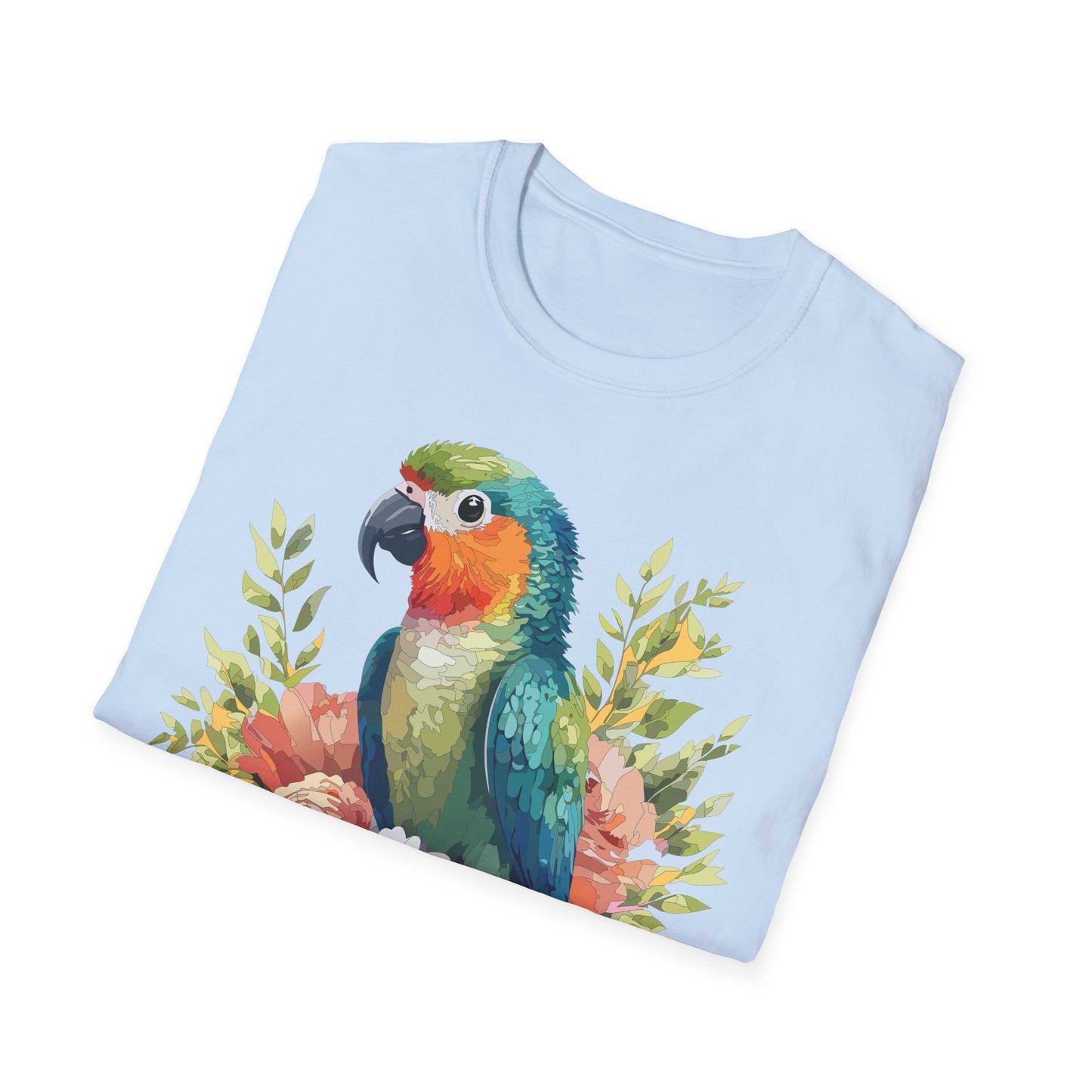 Floral Bird T Shirt Unisex Softstyle Gildan 64000 Cotton Tee for Everyday Comfort