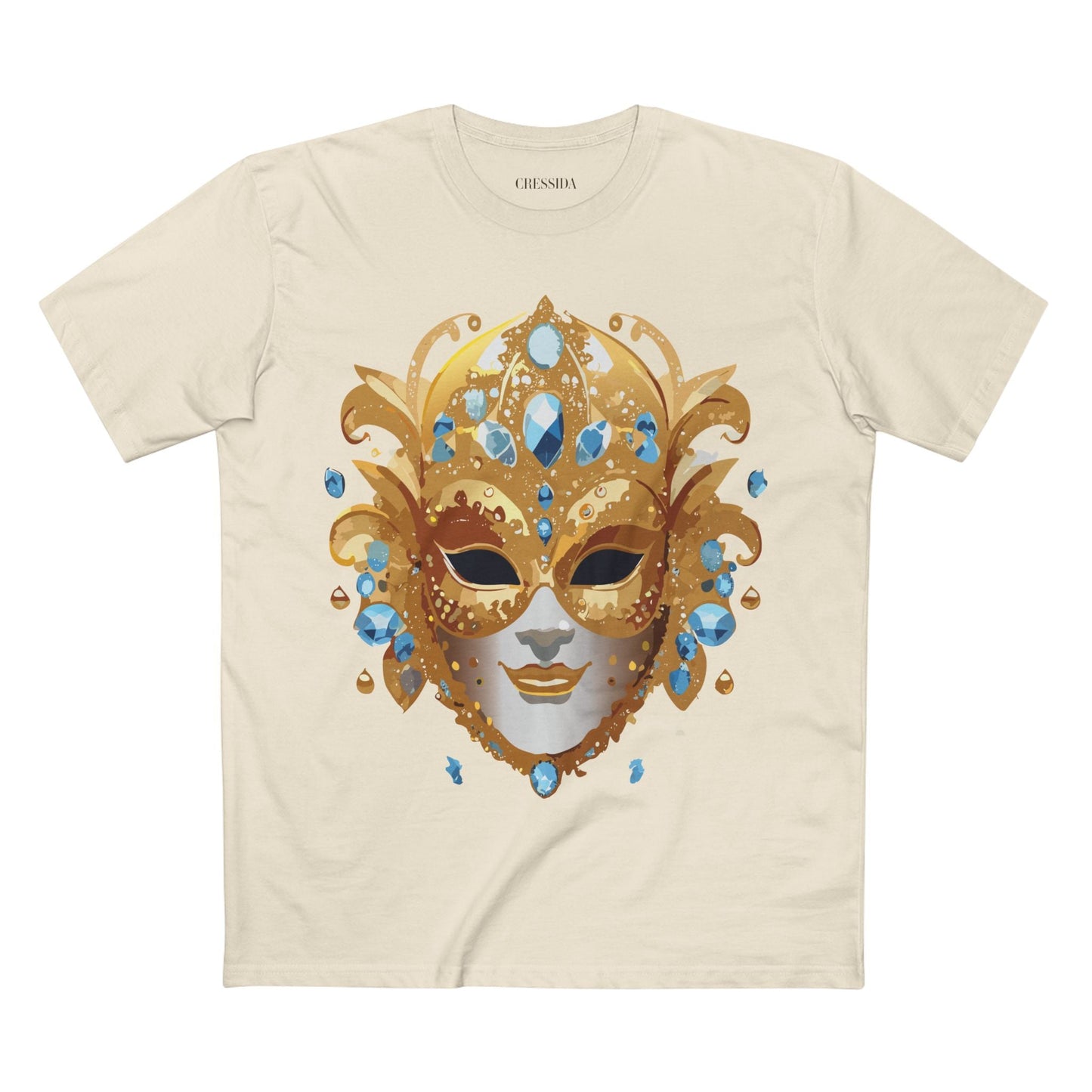 Carnival Mask Graphic T-Shirt Unisex 100 Cotton With Antique Gold Art Design Tee 21
