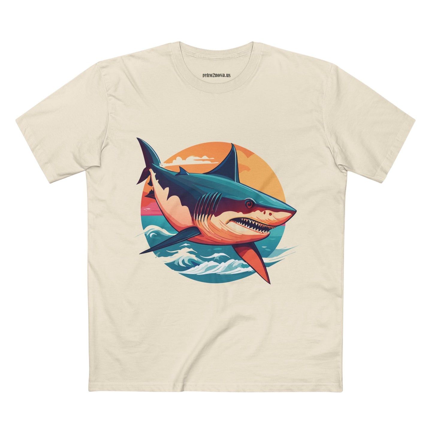 Shark Animal Shirt Unisex Premium Cotton Tee With Original Art Design by Retro2Nova Art Collection Series
