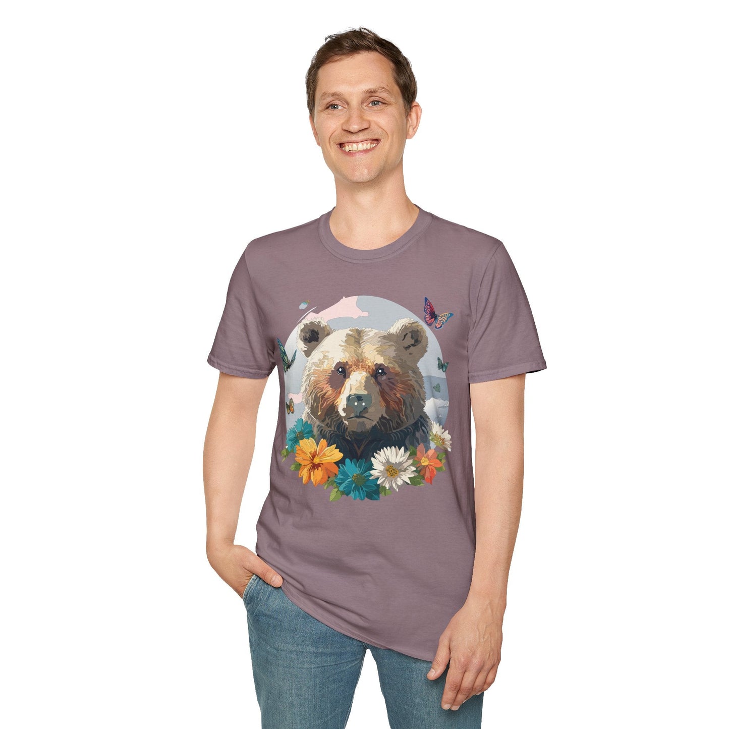 Bear T Shirt Unisex Gildan Softstyle Cotton Tee With Teddy Bear Design Lightweight Comfort