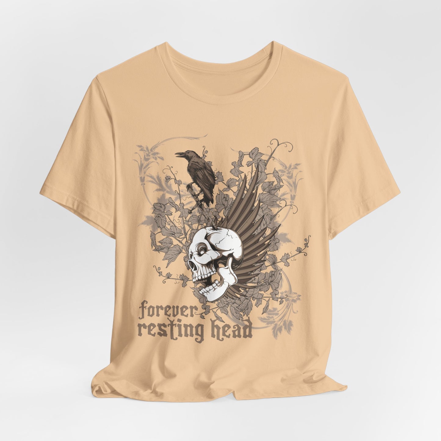 Forever Resting Head Tee, Edgy Graphic Shirt, Music T-Shirt, Gothic Tees, Skull Shirt, Art Design Tee, Skull Graphic Top