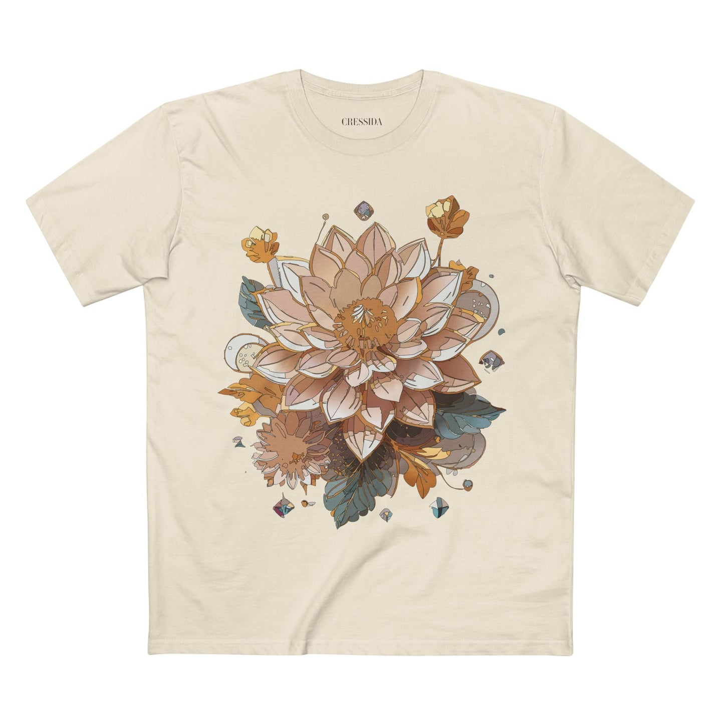 Floral Graphic T-Shirt Unisex 100 Cotton Art Design with Antique Flowers Tee 9