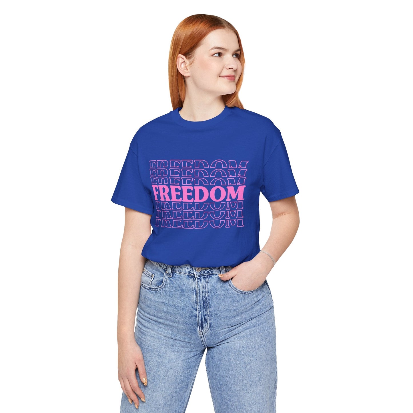 Freedom Text Graphic Unisex Cotton T-Shirt a8