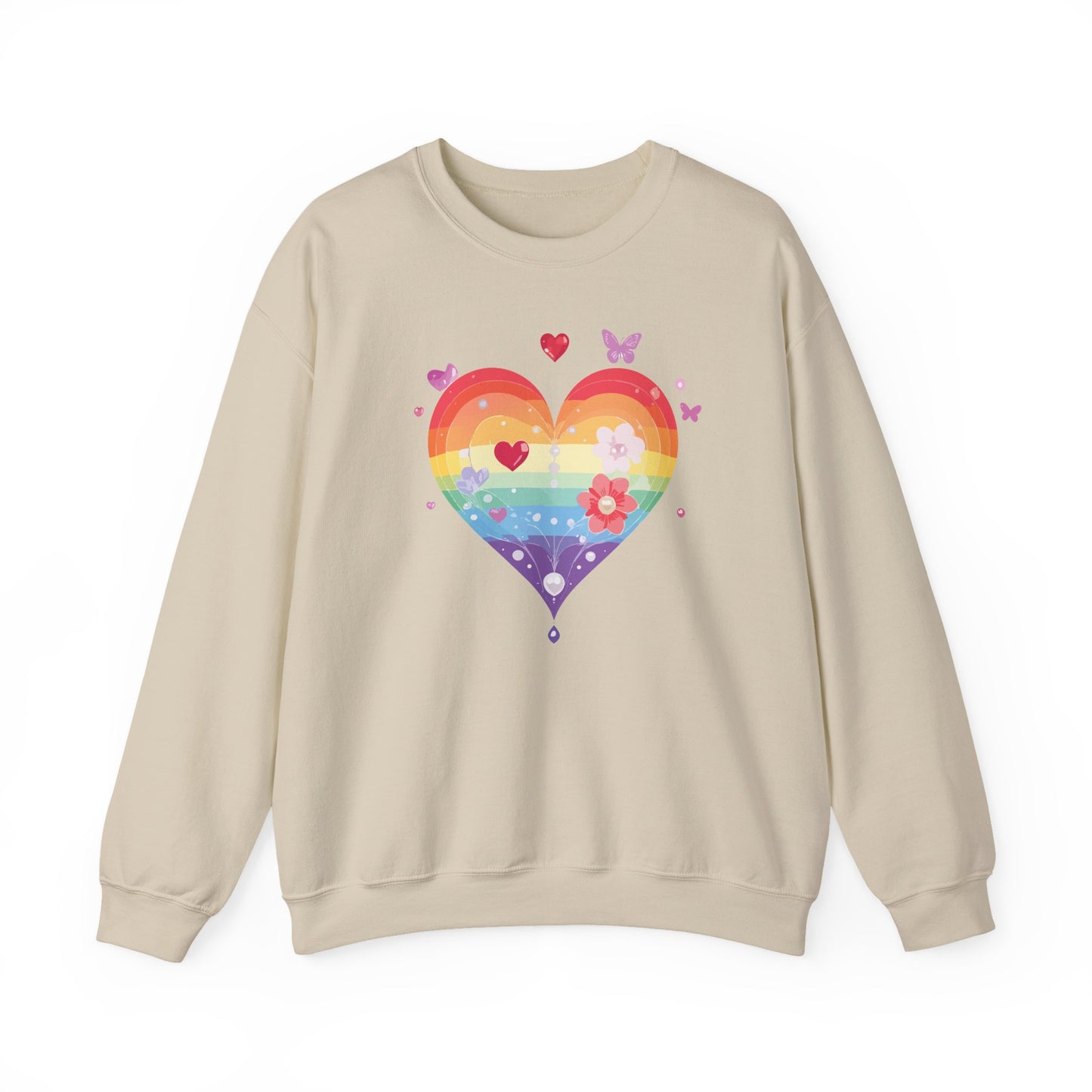 Rainbow Heart Sweatshirt, Floral Heart Sweatshirt, Floral Love Sweatshirt, Valentine's Day Sweatshirt, Rainbow Heart Floral Sweatshirt 115