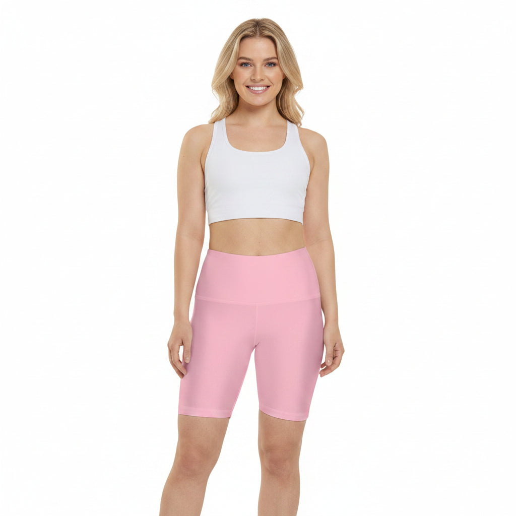 Soft Today Pink Women's Workout Shorts — Solid High-Waist Biker Shorts for Exercise & Everyday Wear