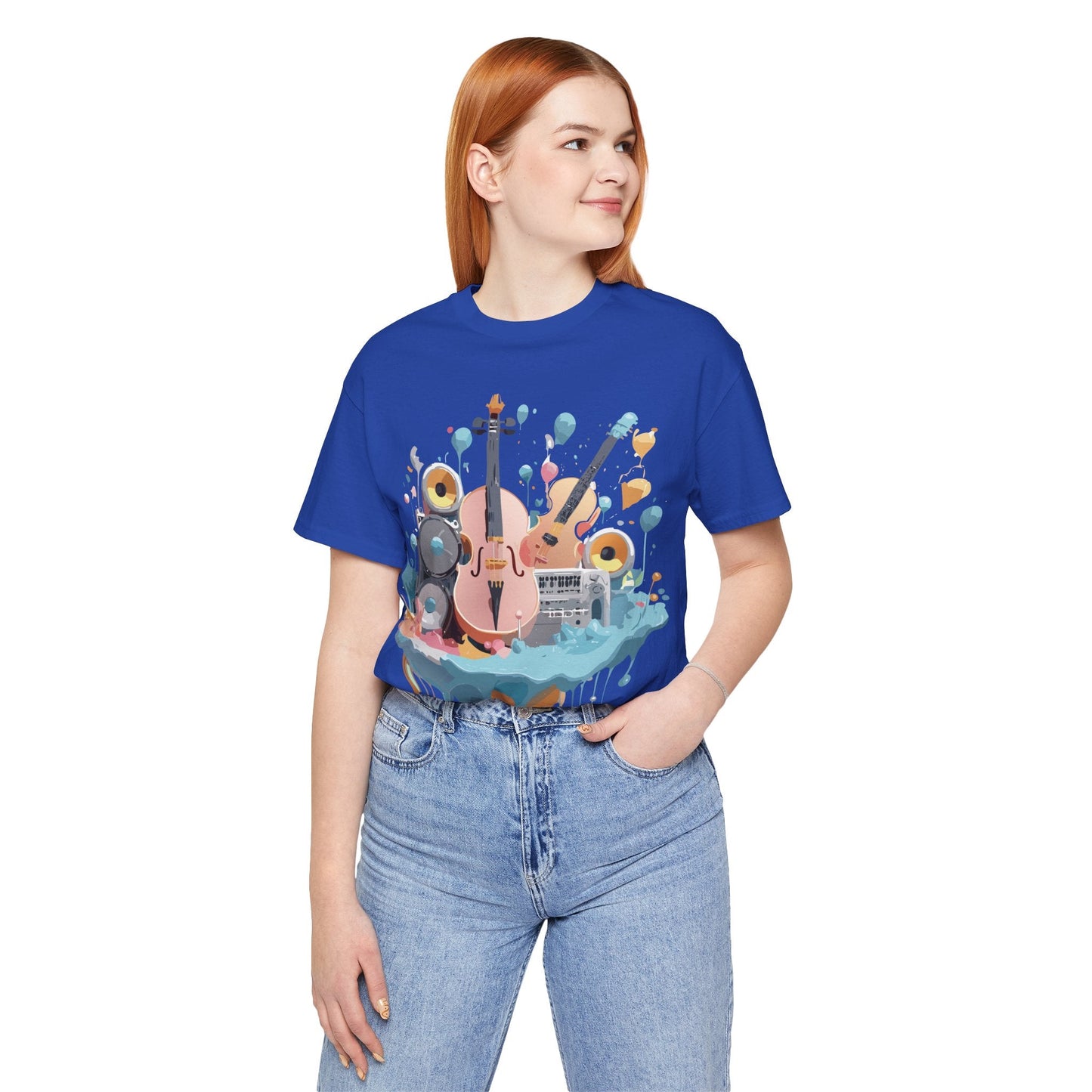 Music Graphic Unisex 100 Cotton Vintage Art with Musical Elements Tee 90