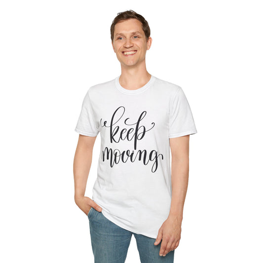 Keep Moving T-Shirt Unisex Cotton Short Sleeves Inspirational Script Workout Tee