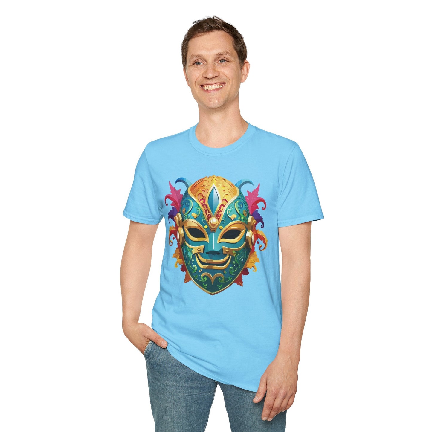Mask Tee Shirt Unisex Softstyle Gildan 64000 100 Percent Ring Spun Cotton Comfortable Masquerade Tee
