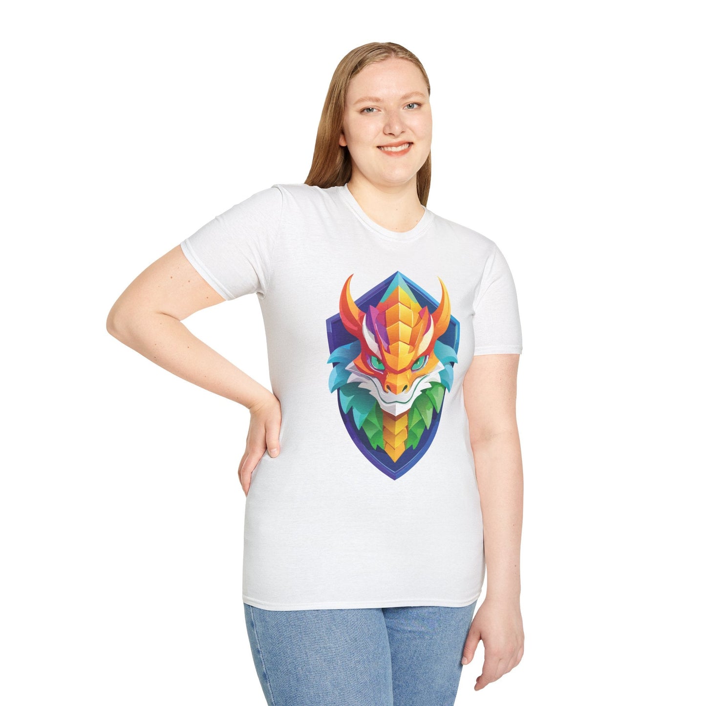 Unisex Dragon T Shirt Softstyle 64000 100 Percent Ring Spun Cotton Comfortable Tee