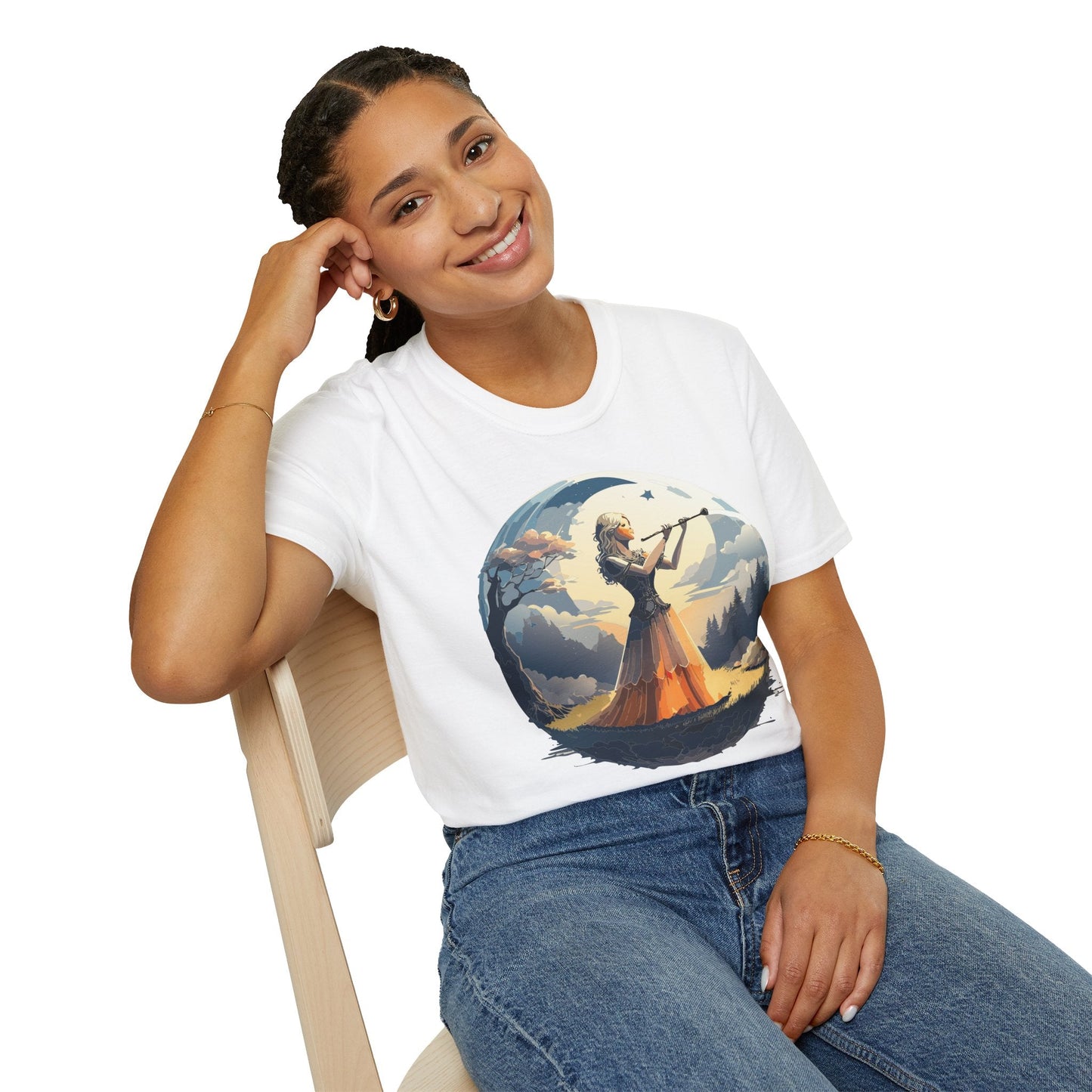 Unisex Softstyle Graphic T Shirt 100 Percent Ring Spun Cotton Art Design Tee For Women