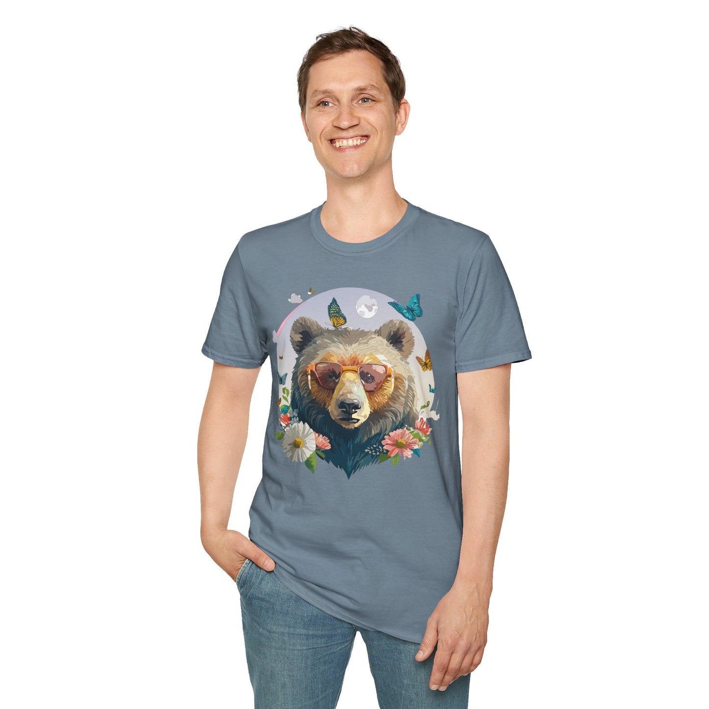 Bear T Shirt Unisex Softstyle Tee 100 Percent Ring Spun Cotton Gildan 64000 Comfortable Wear