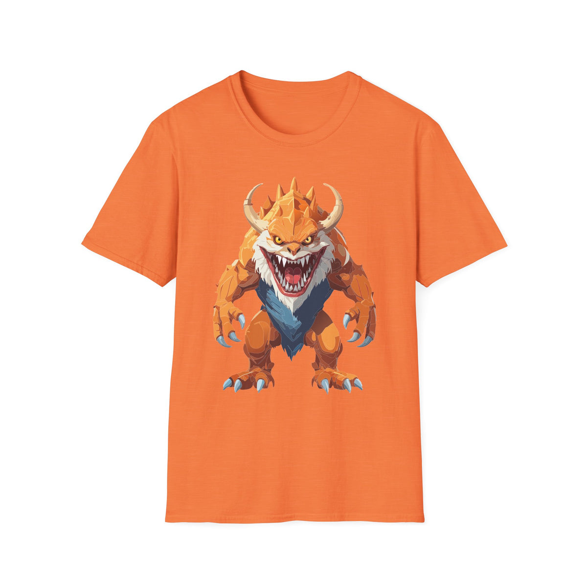 Monster Graphic T-Shirt — Fierce Orange Demon Creature Cartoon Graphic Tee Unisex 100 Cotton Gildan T-Shirt