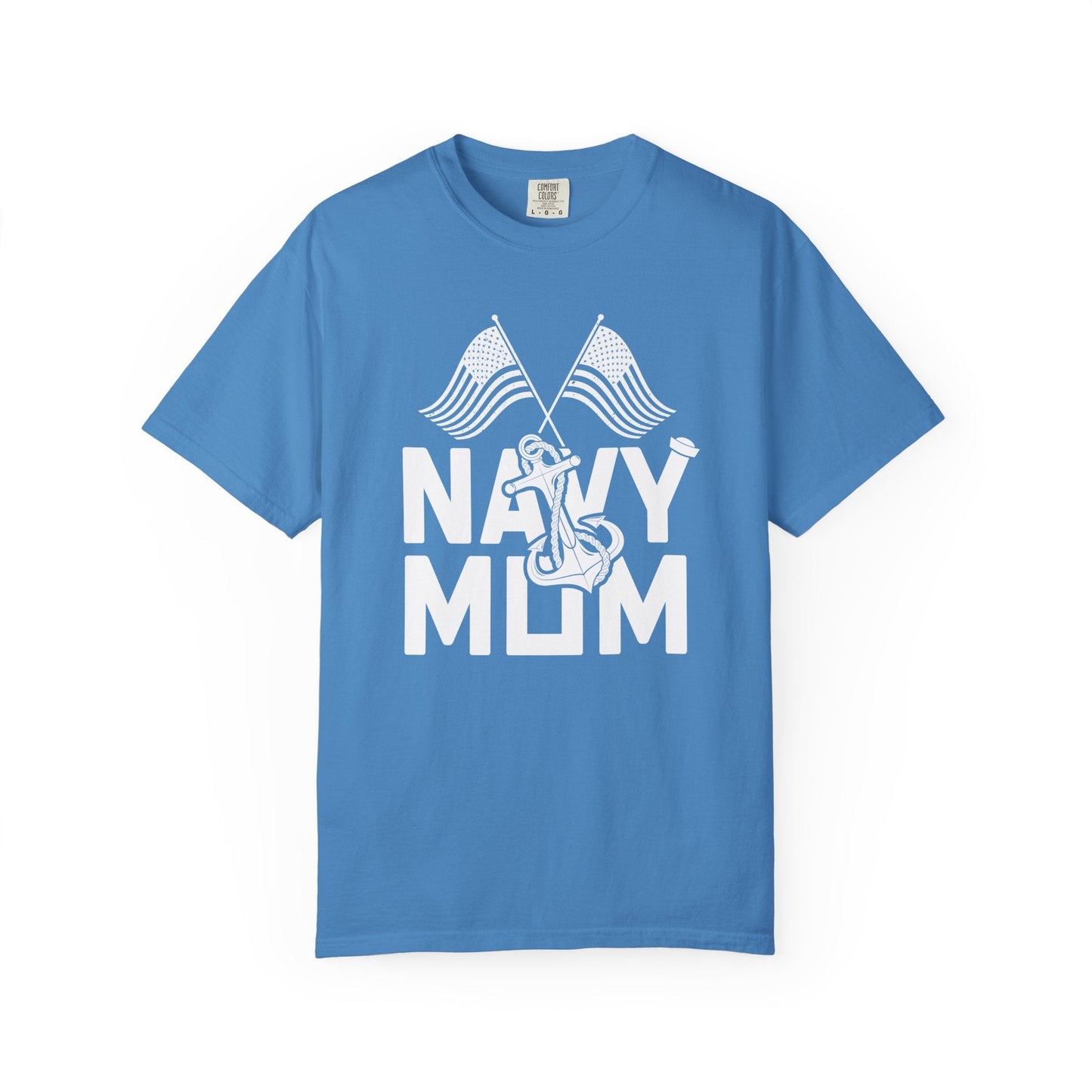 Navy Mom T-shirt Mother's Day Mama Tee Unisex Comfort Colors Garment-Dyed Cotton h20