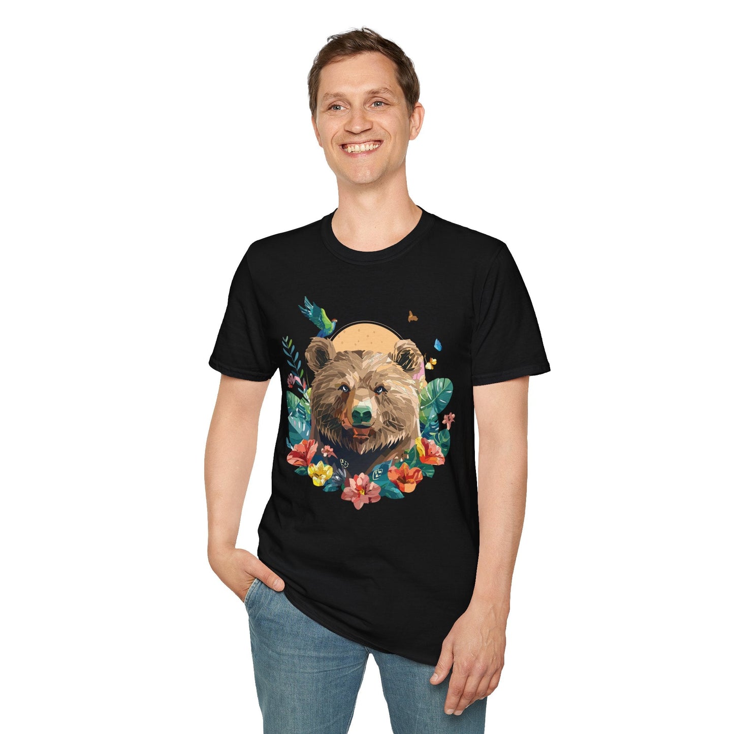Bear T Shirt Unisex Graphic Tee Bear Lover Gift 100 Percent Ring Spun Cotton Softstyle 64000 Gildan