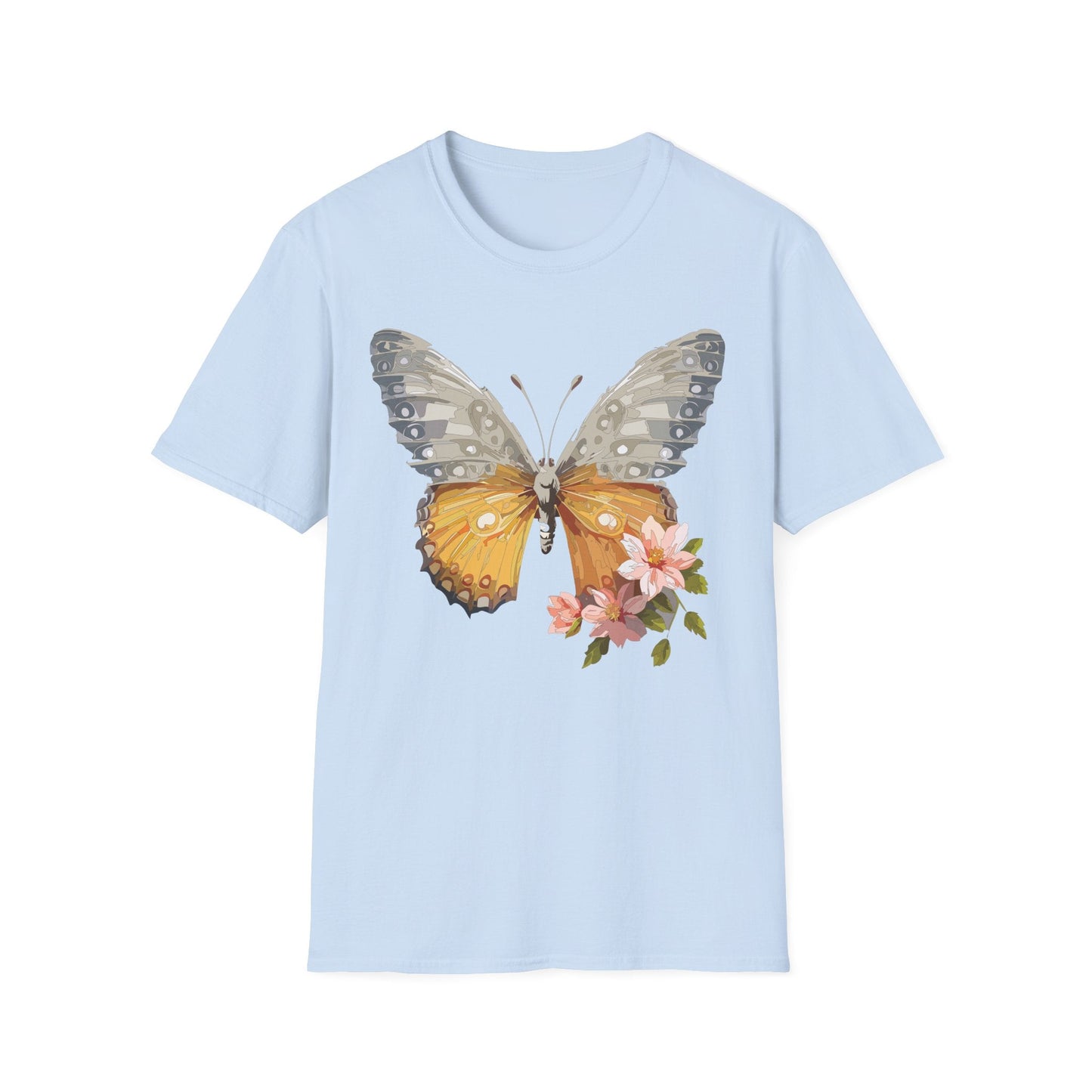 Unisex Butterfly T Shirt Monarch Print Softstyle Cotton Tee Gildan 64000 Lightweight Comfort