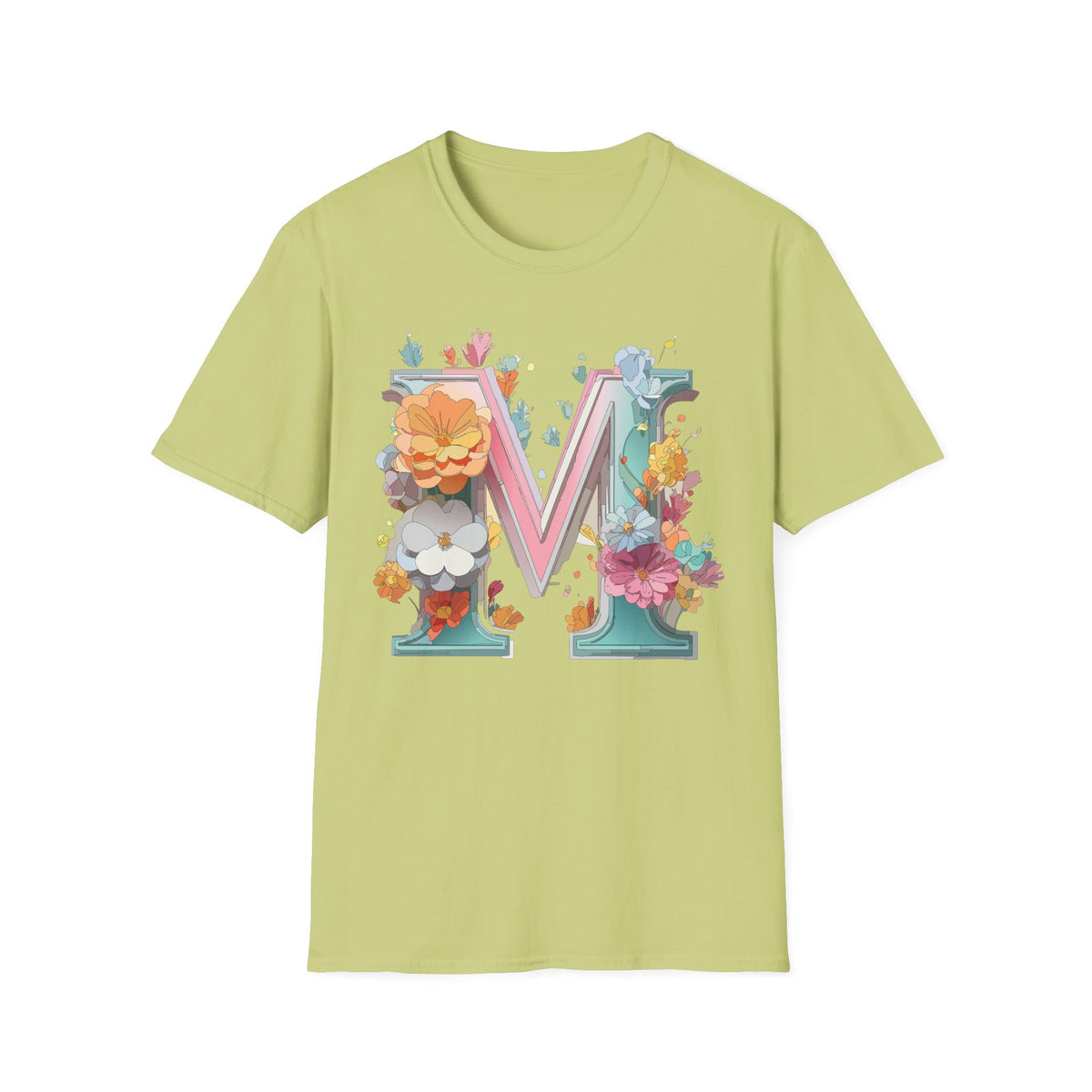 Floral Letter M Shirt | Monogram Initial Tee, Botanical Alphabet