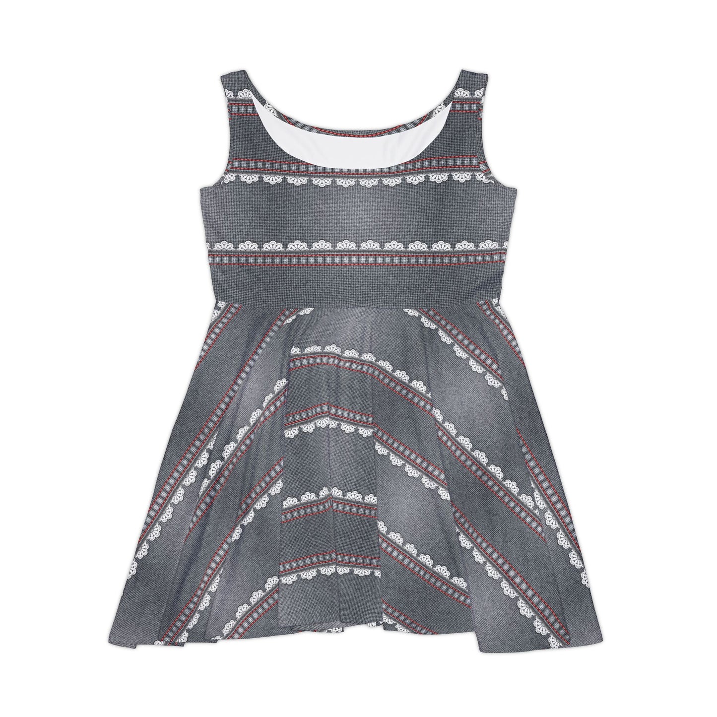 Women Denim Print Skater Dress, Denim Print Poly-Span Dress - 18