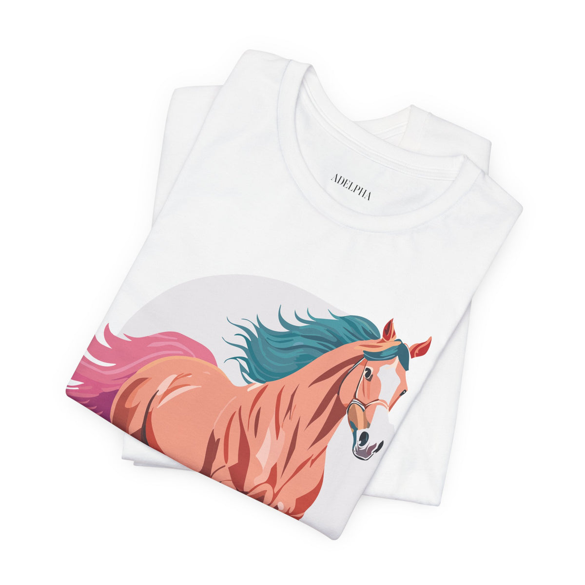 Horse Graphic Unisex Cotton Bella+Canvas Tee with Art Animal Design e307