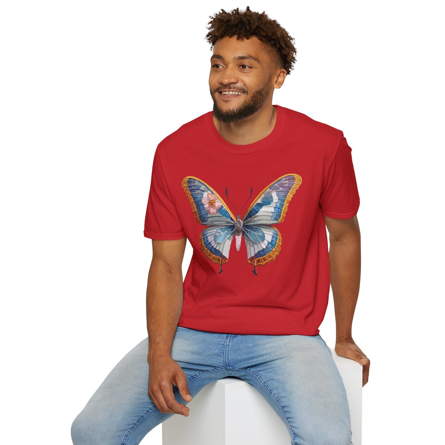 Unisex Butterfly Shirt Softstyle Tee 100 Percent Ring Spun Cotton Monarch Print Tee
